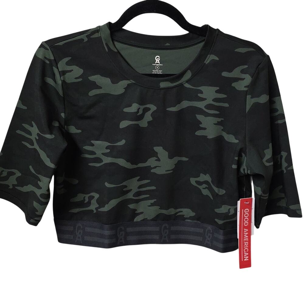Good American Camo Iron Crop Top Womens Plus Size 2X Good American Size 5 NWT